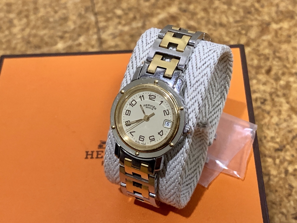 1円【稼動品】HERMES エルメス クリッパー CL4.220 クオーツ レディース腕時計 電池交換済み RA-08