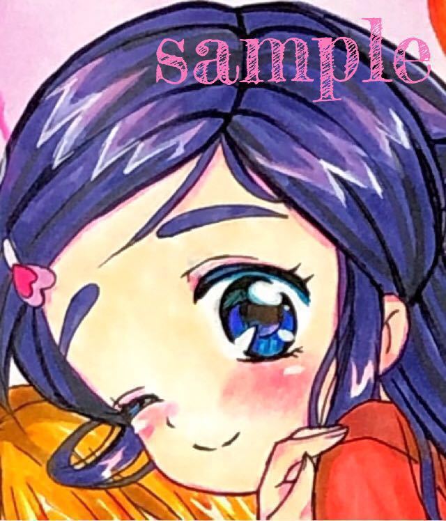 同人手描きイラスト【ふたりはプリキュア】美墨なぎさ(キュアブラック)&雪城ほのか(キュアホワイト)A4 ケント紙
