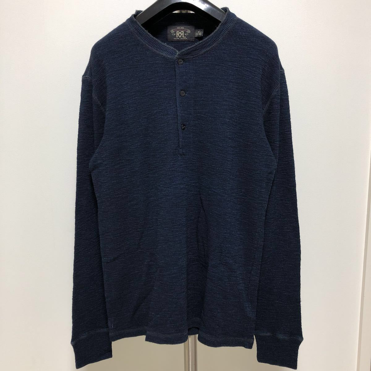 RRL サーマル ヘンリーネック インディゴ 長袖 藍染め ユーズド ダブル 