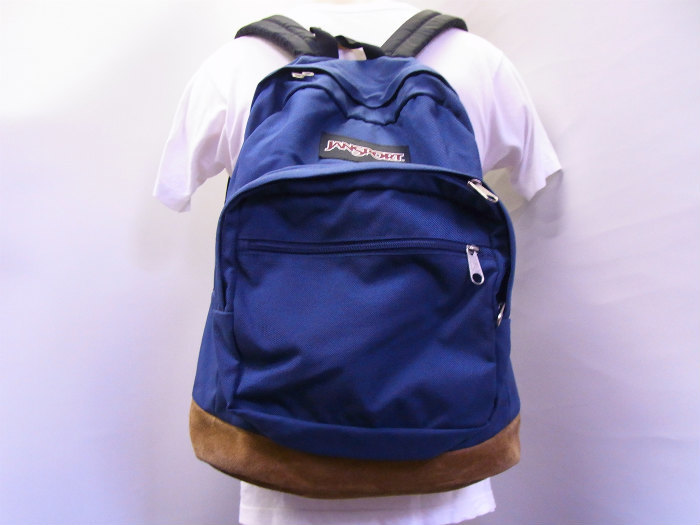 ○JANSPORT ジャンスポーツ 90s 紺 レザーボトム リュック デイパック