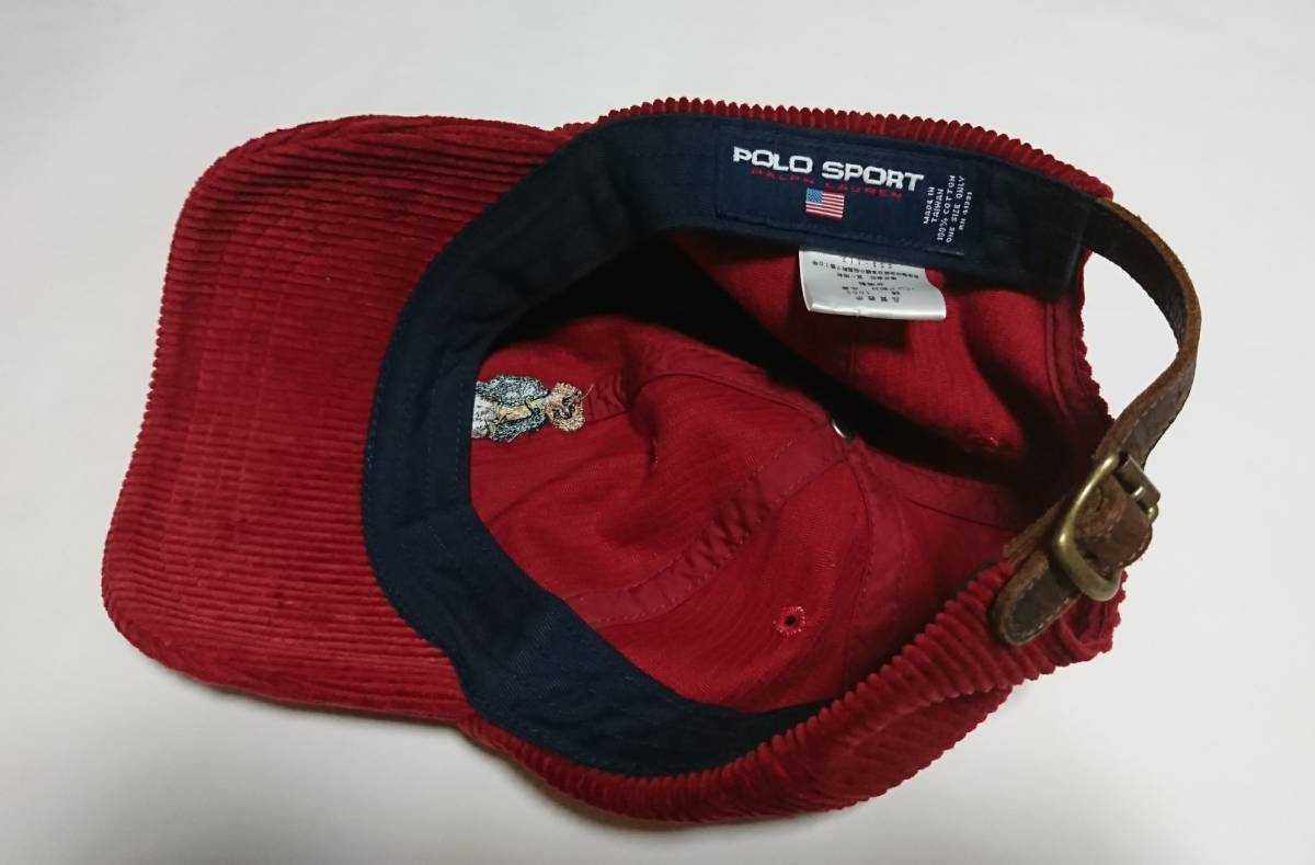 ラルフローレン　ポロスポーツ　ポロベア　90S キャップ　ビンテージ 90s POLO ポロスポーツ キャップ ポロベア コーデュロイ ポロラルフ