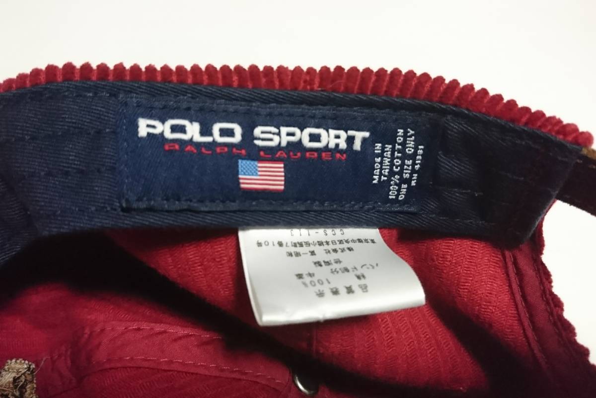 90s POLO ポロスポーツ キャップ ポロベア コーデュロイ ポロラルフ