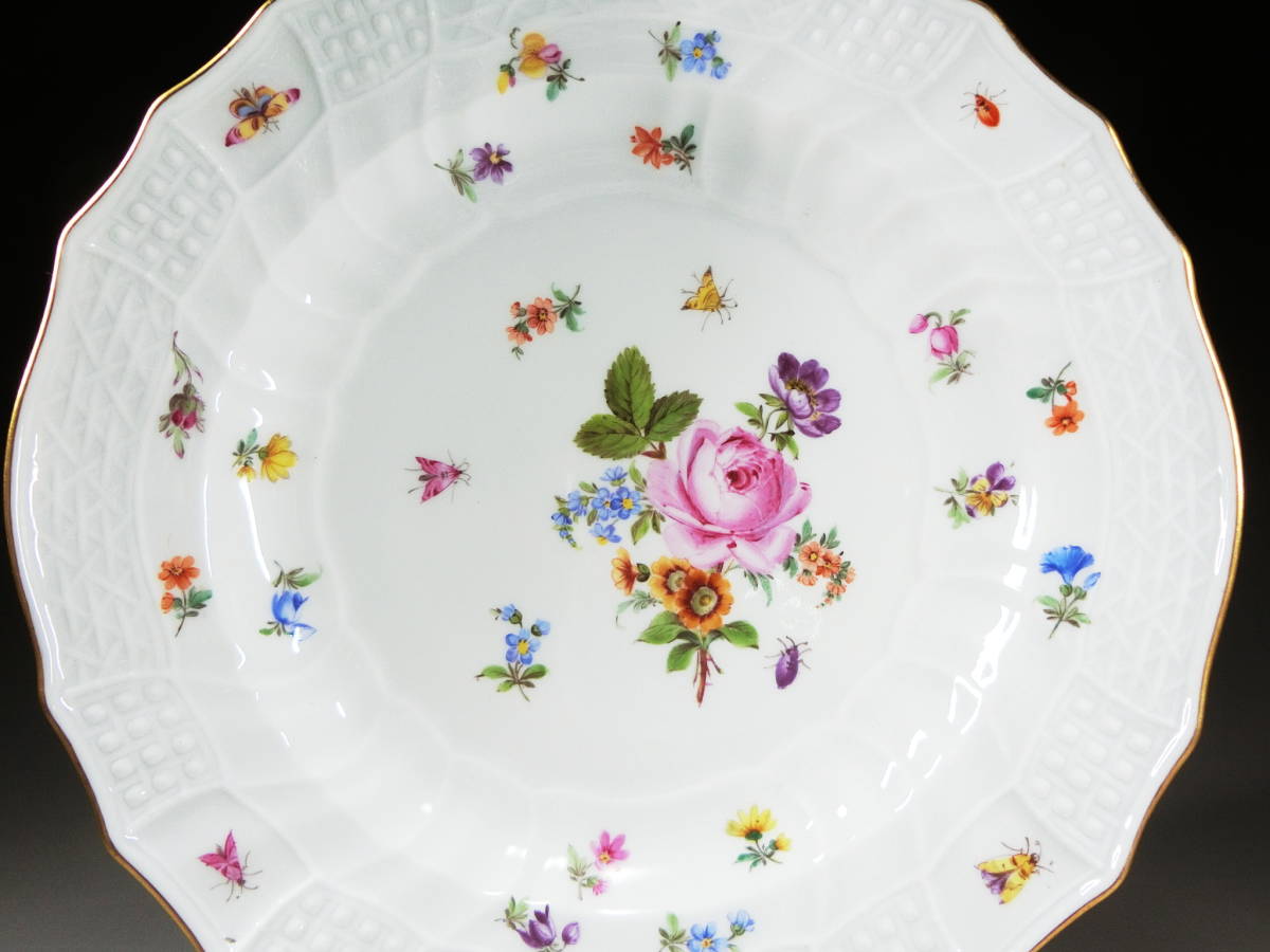 お買い得，送料無料 古マイセン ベーシックフラワーと昆虫 5つ花 大スープ皿24cm 超 1級品 ノイ ブランデンシュタイン アンティークボタン剣(マイセン)｜売買されたオークション情報、yahooの商品情報をアーカイ マイセン