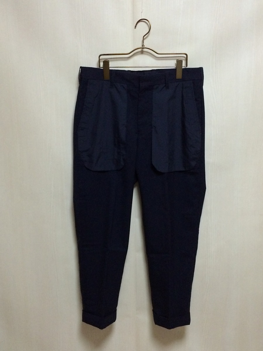 UNITED ARROWS & SONS◆スラックスパンツ/L/ウール/NVY/無地/アローズ/中古