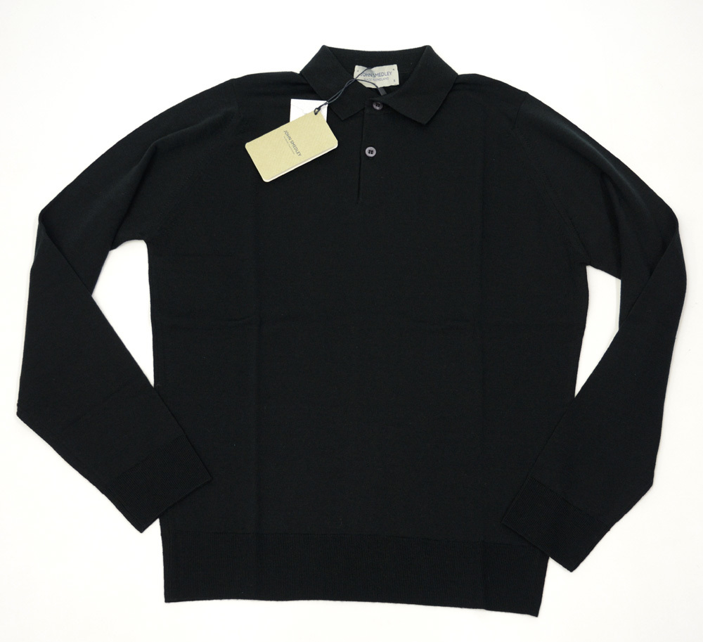 新品ジョンスメドレーJOHN SMEDLEYニットポロSブラックGARDA BLACK