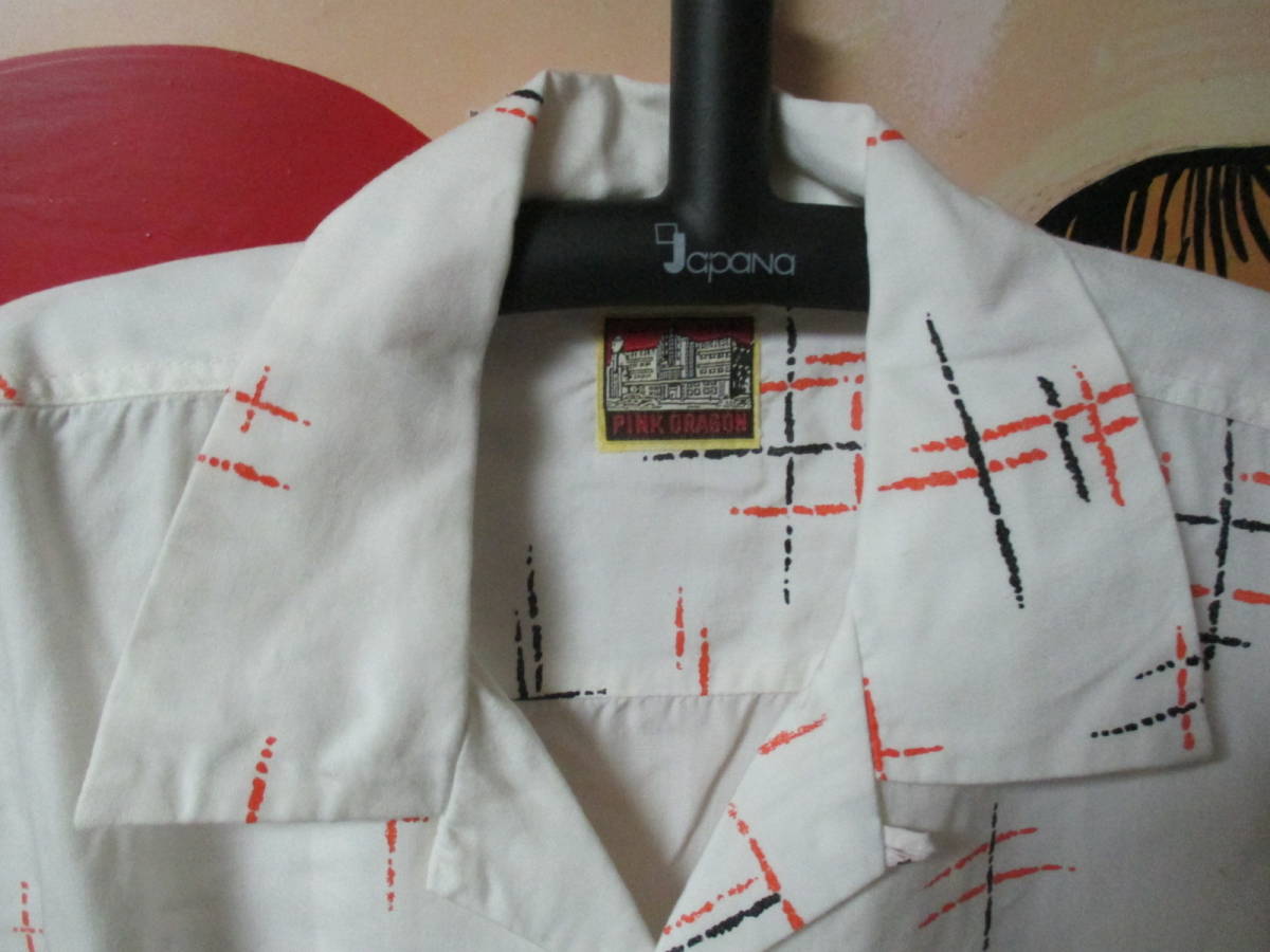 絣・かすり・カスリプリント柄シャツ☆pink dragon☆ピンクドラゴン