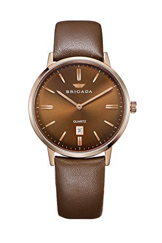 色ブラウン BRIGADA メンズ 腕時計 コーヒー色 ベルト 本革 大人 