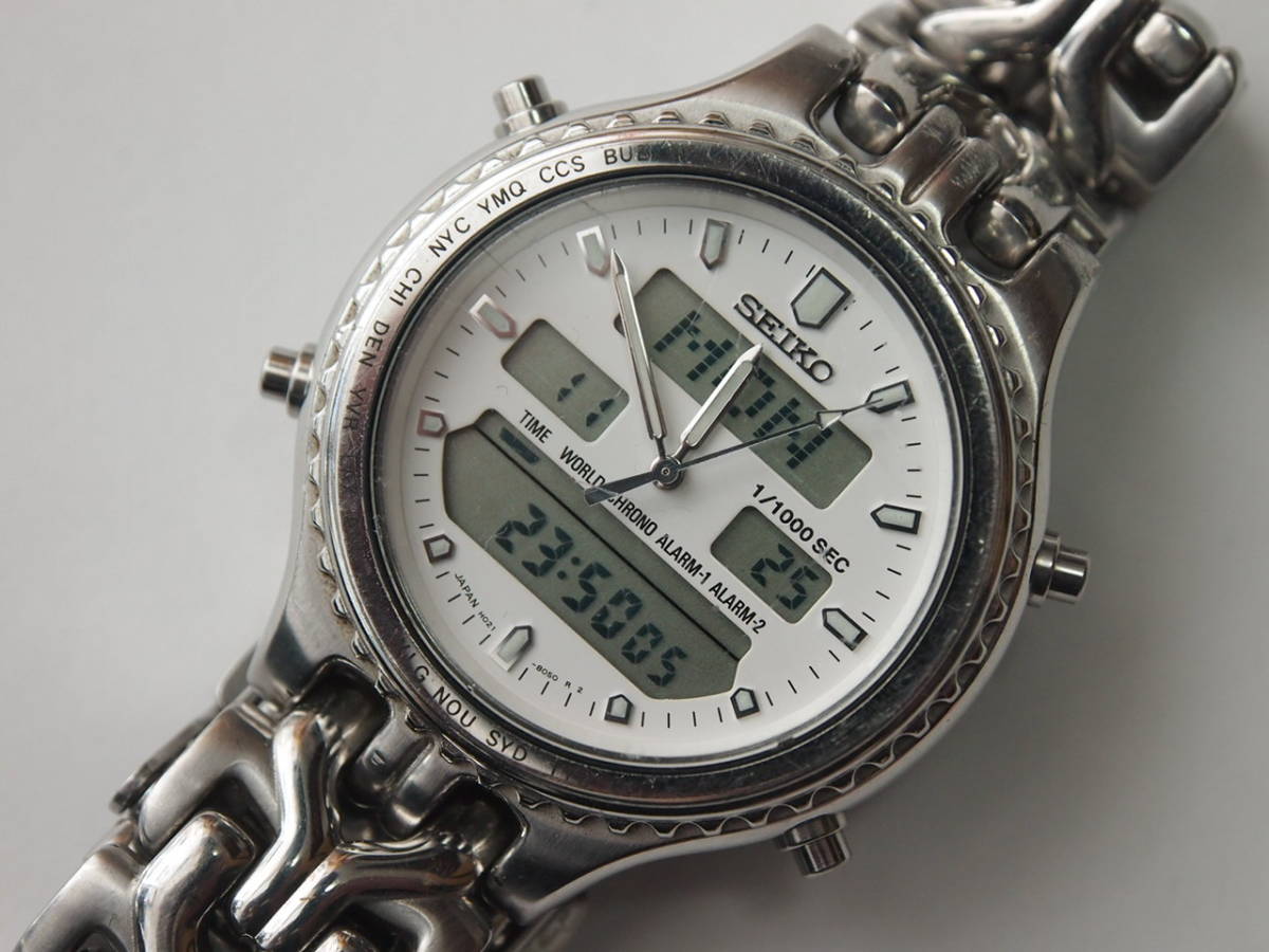 SEIKO ワールドタイム H021-8050 デジアナ GMTクォーツ Seiko H021 