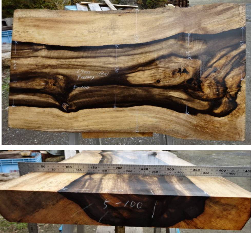 ☆木杢屋 黒柿 クロガキ 希少貴重 濃黒縞模様 厚有りア46