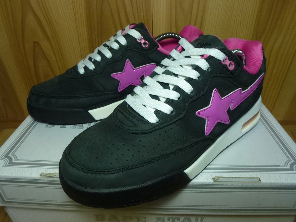 ★A BATHING APE エイプ BAPE ROADSTA ロードスタ 黒×ピンク 26.0cm 美品 Used 検 BAPESTA ベイプスタ スニーカー NIGO