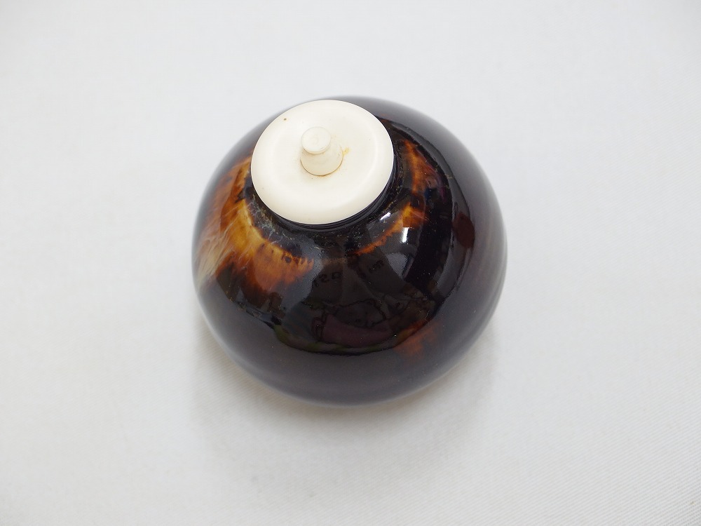 1911-0286●宝市/作家物/定一作/茶道具/お茶道具/茄子茶入/西陣織/朝倉間道仕覆付/共箱付(梱包サイズ60)