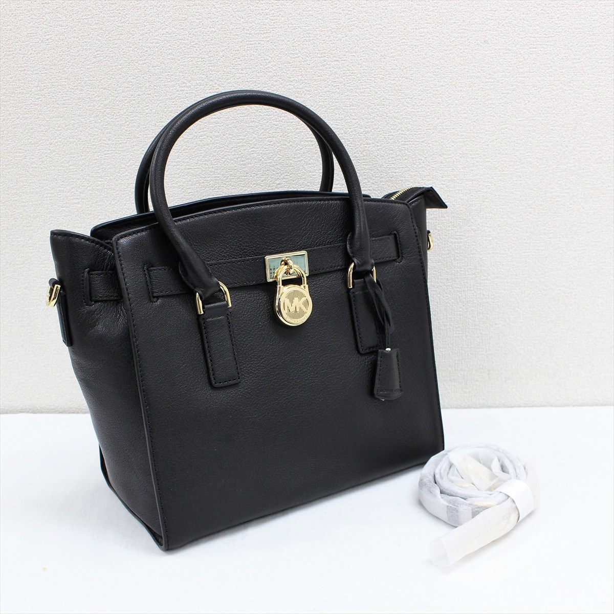 MICHAEL KORS マイケルコース HAMILTON ハミルトン サッチェルバッグ 2WAYトートバッグ ゴートスキン ブラック 未使用保管品