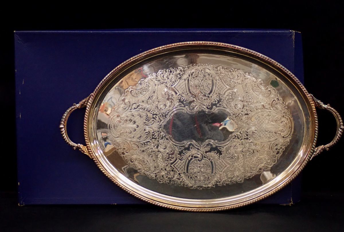 △MAPPIN&WEBB マッピン&ウェッブ トレイ(約37.5*51)△箱付/SILVER