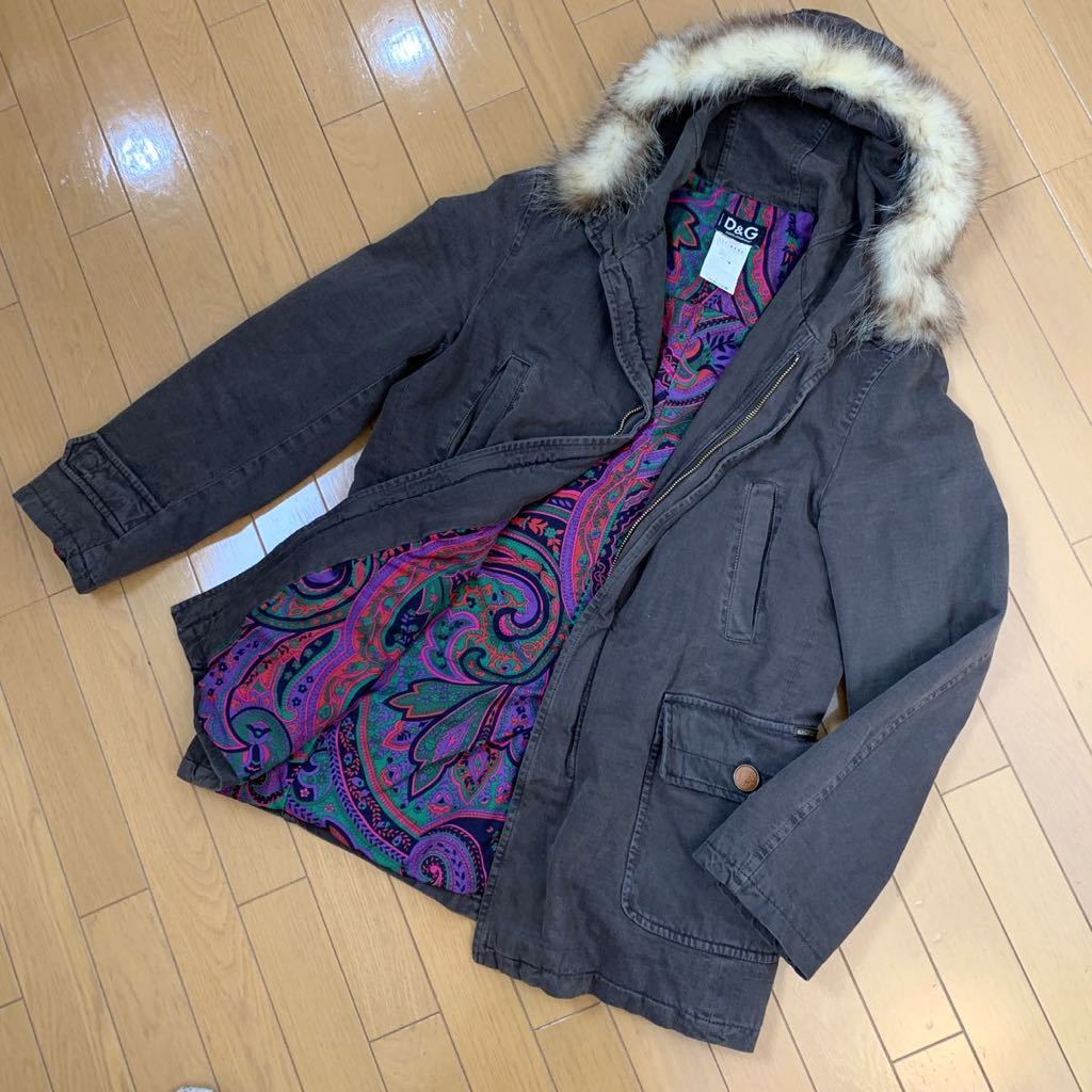 18 Y23-560091 DOLCE&GABBANA ドルガバ モッズコート 裏地 ペイズリー柄 ドルチェ&ガッバーナ コート ジャンパー ...