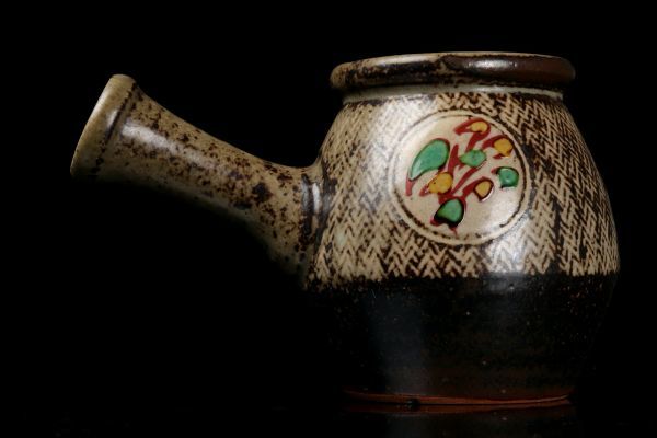 島岡達三 人間国宝 島岡達三作 象嵌 草花文 花瓶 花入 赤絵 象嵌赤絵