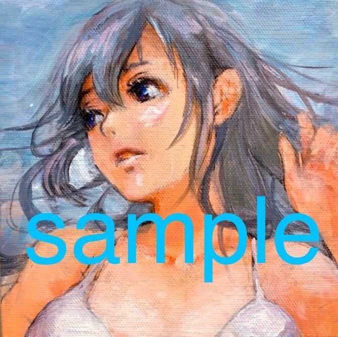 「静寂を聴く」＊A4サイズ アクリル画　手描き原画 女性の横顔 女性の横顔 アクリル画 小型 10センチ10センチ3センチ - メルカリ