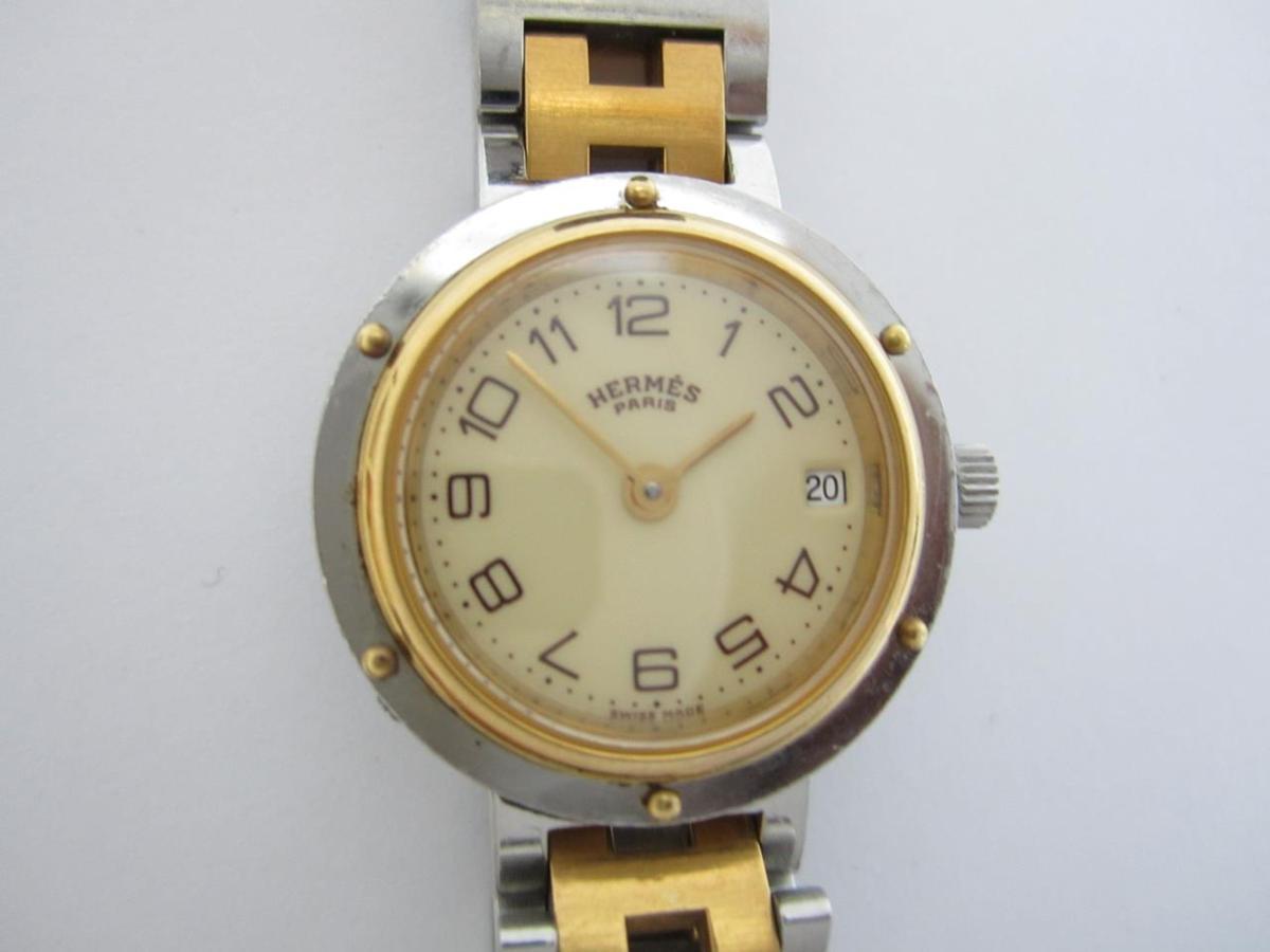 O-4321】HERMES エルメス クリッパー コンビ 腕時計 レディース