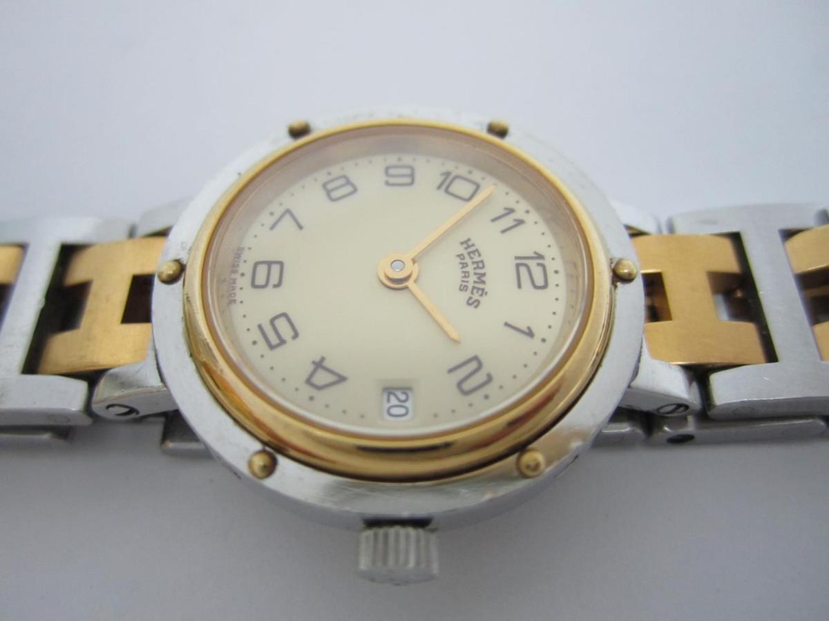 O-4321】HERMES エルメス クリッパー コンビ 腕時計 レディース