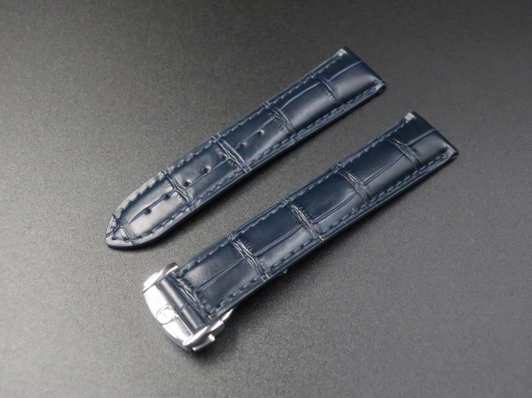 レザーベルト レザーバンド ダークブルー オメガ OMEGA 社外代用 取付