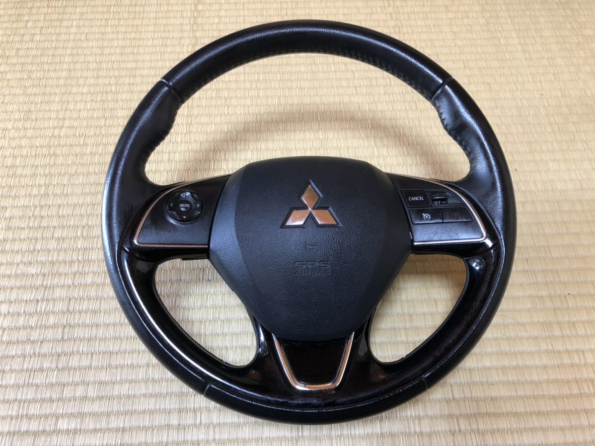 ☆ミツビシ　EK 純正レザーステアリング ステアリングスイッチ付き デイズルークス B21 後期☆