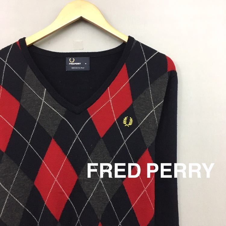 フレッドペリー FREDPERRY アーガイル柄 セーター ニット Vネック 