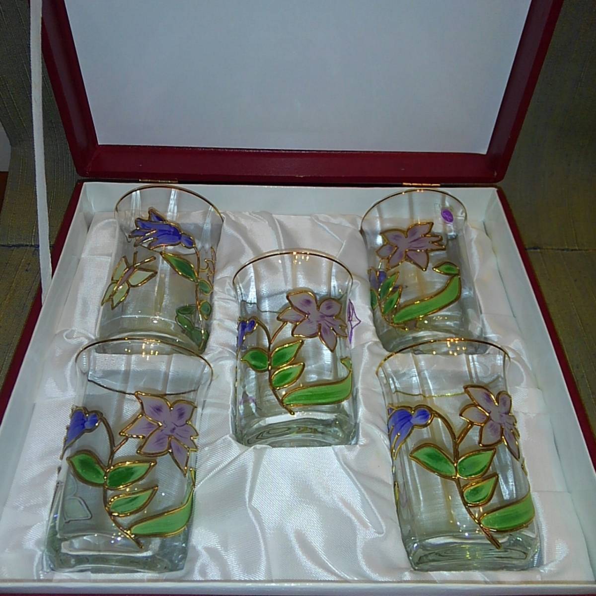 ドイツ製 ガラス シンブル 花柄 ハンドペイント