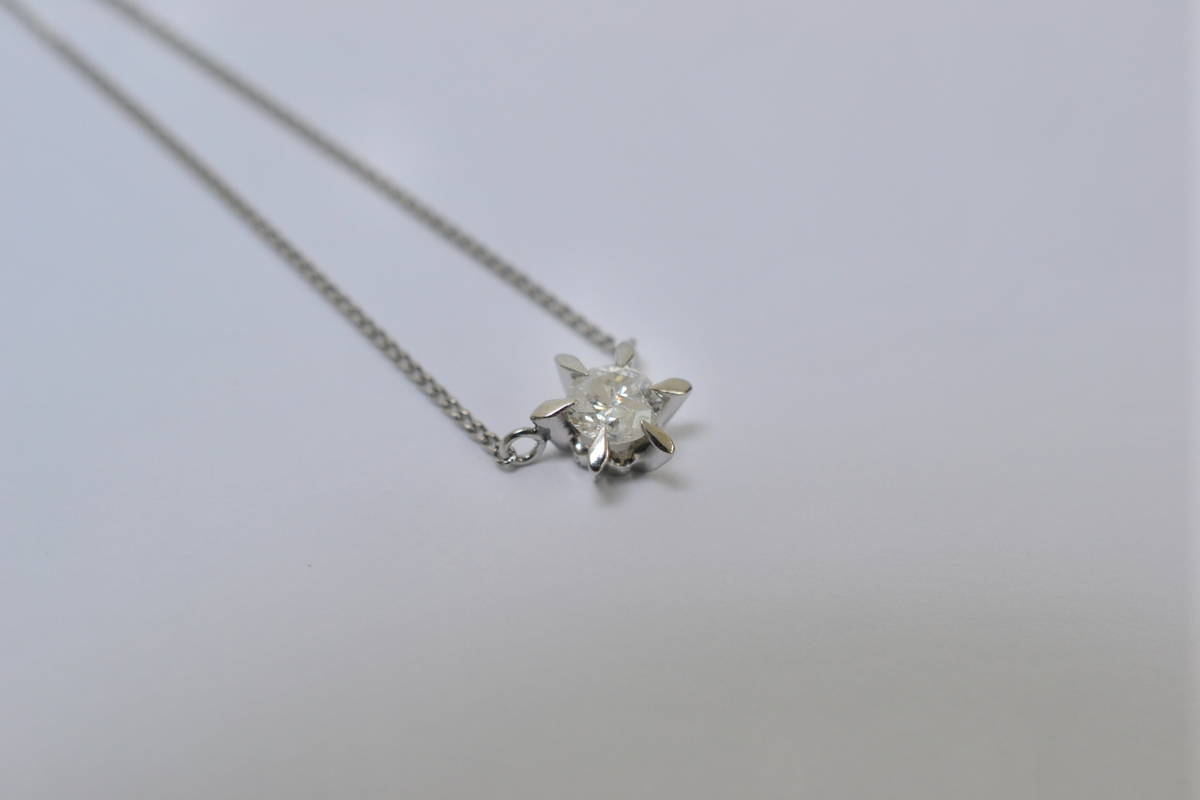 ☆極美品 Pt850 ダイアモンド ペンダントネックレス D0.35ct 2.5g☆