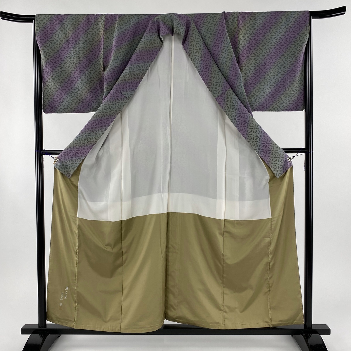 菅原結 袷 美品 紬地 漢方染 小紋 身丈156.5cm S 裄丈