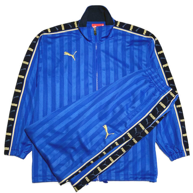  国内正規品 PUMA プーマ 日本製 サイドライン入り 長袖ジャージ上下セットアップ バックプリント有 青紺金 SS L イタリア代表カラー(プーマ)｜売買されたオークション情報、yahooの商品情報を ジャージ