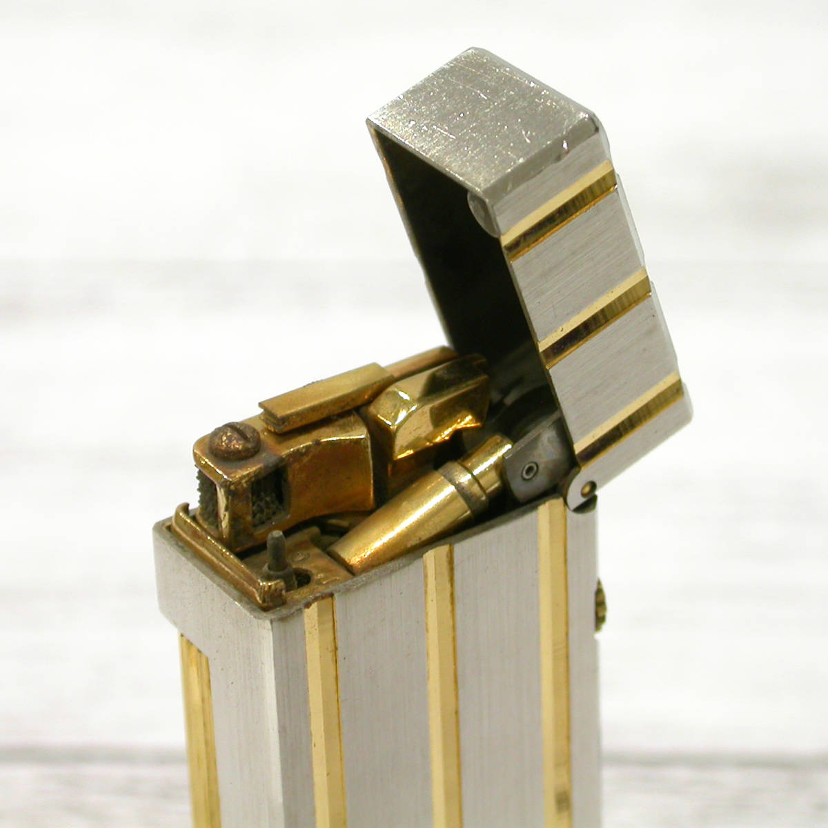 2956☆Dunhill ダンヒル ゴールド シルバー コンビ ストライプ ガス 