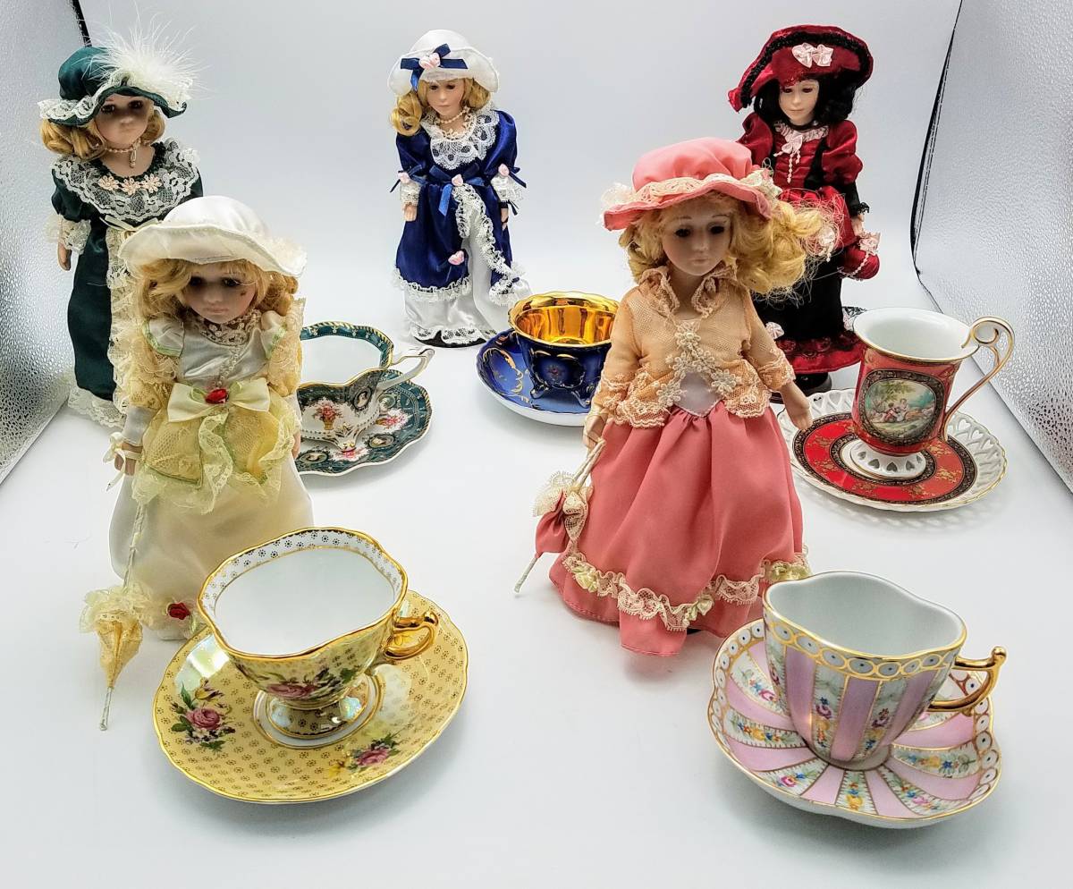 格安，新作登場 1000円 Watatou ワタトウ ティーカップ ＆人形セット まとめ コーヒーカップ 貴婦人 金彩 インテリア 陶器 ドール ブランド ドレス(コーヒー、ティー兼用)｜売買されたオークション情報、yahooの 茶器