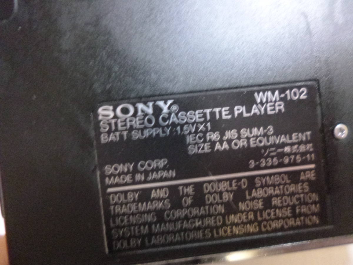SONY ソニー ウォークマン WM-102 WALKMAN カセット ジャンク品 SONY