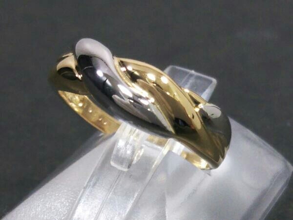 新品仕上済み K18 Pt900 デザインリング ウェーブ 11号 18K YG 