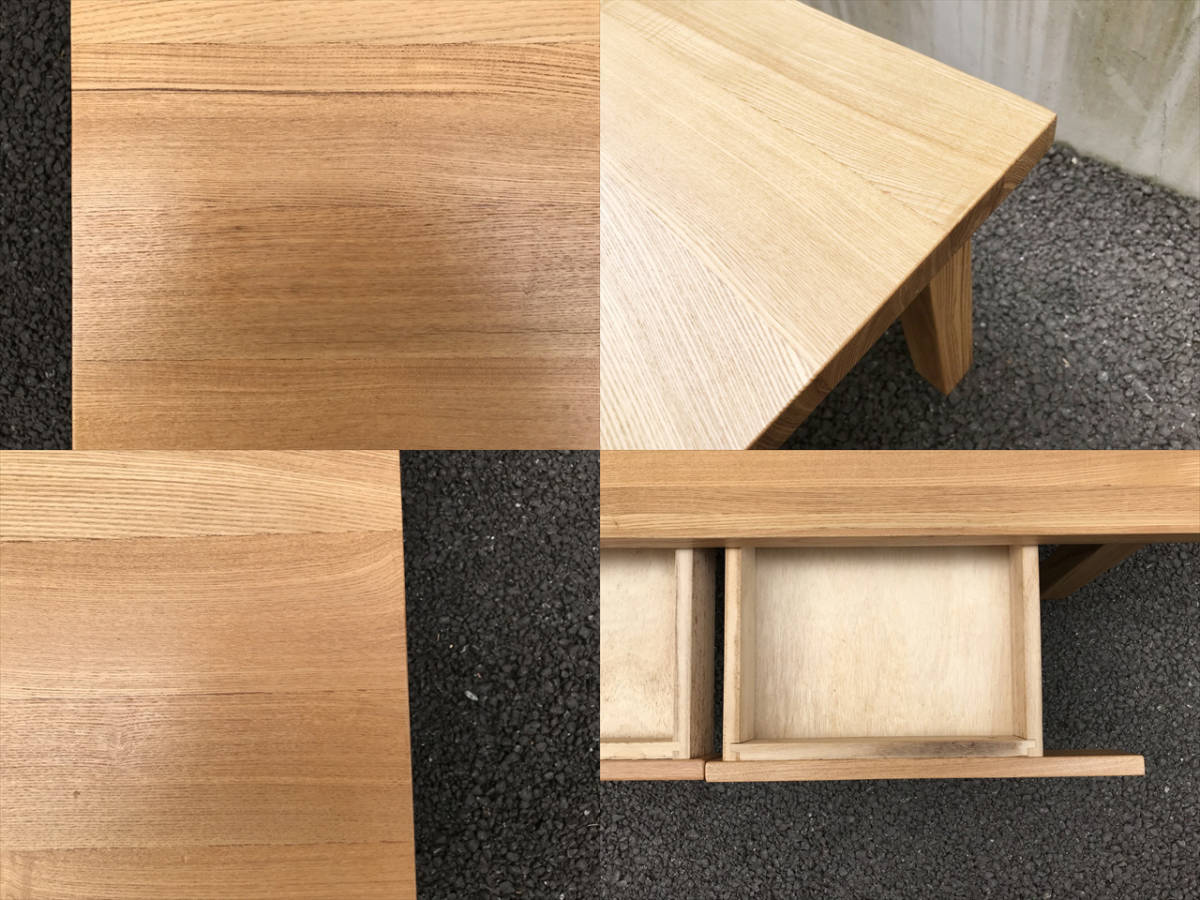 無印 木製 タモ材 ローテーブル 座卓 引き出し付き 60×90㎝ 廃番品 美