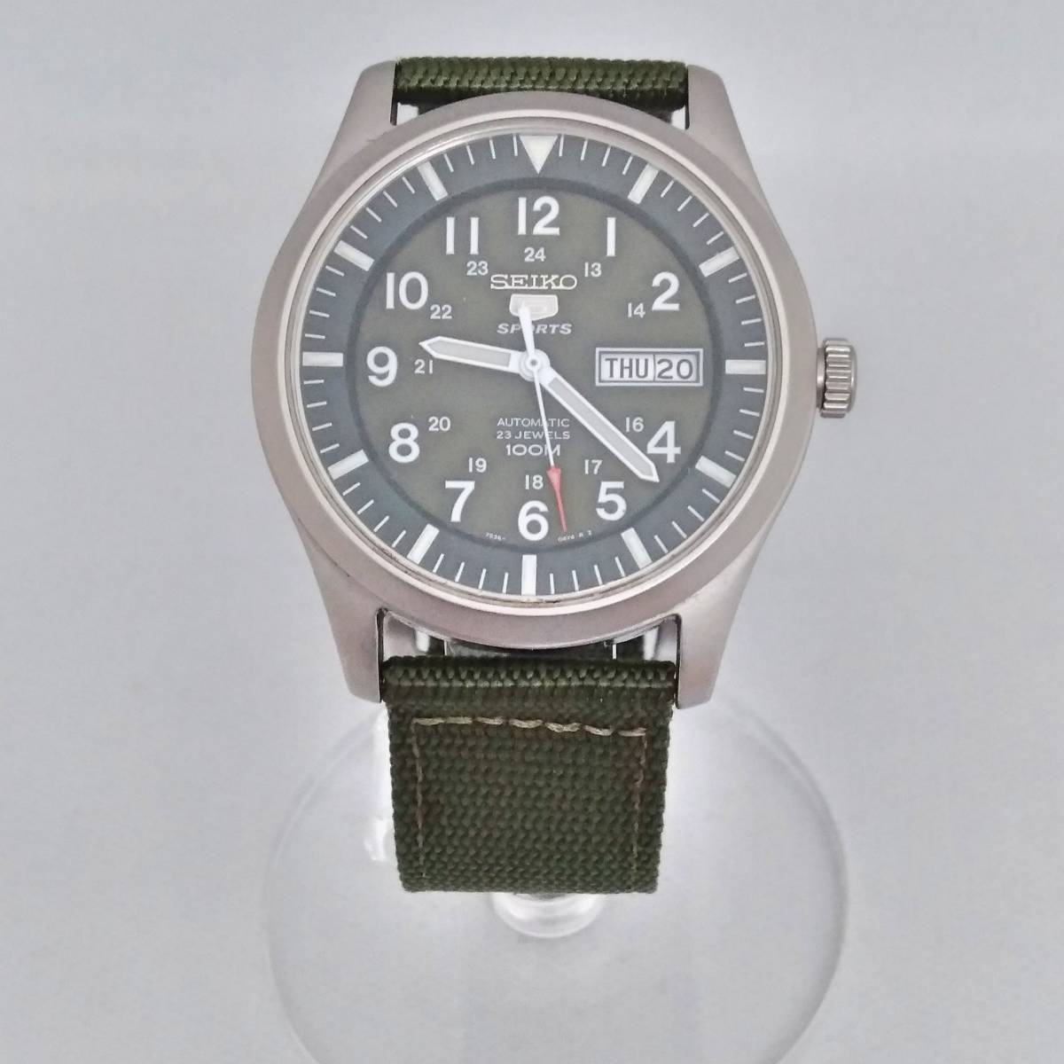 SEIKO5 7S36-03J0日本製ミリタリー 自動巻き時計 グリーン カーキ