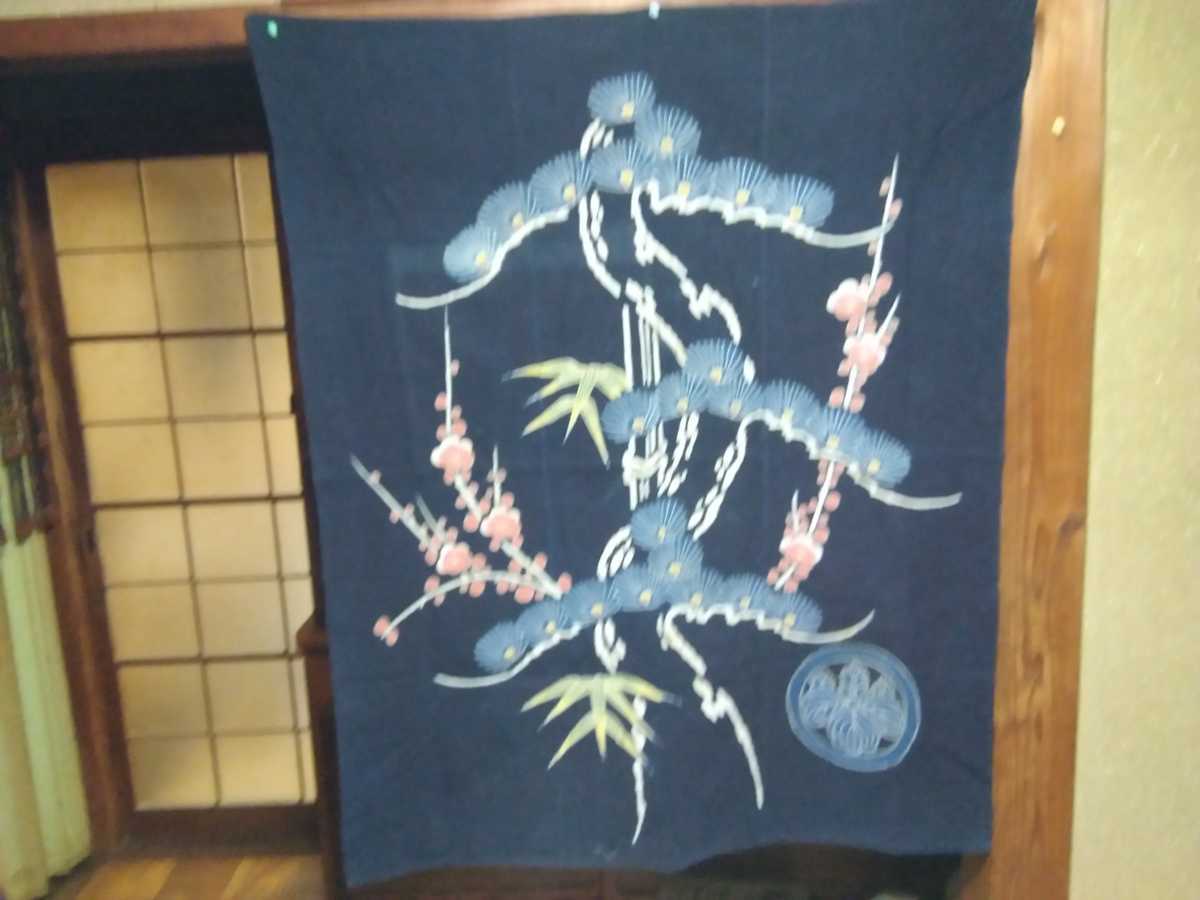 藍染 絣 木綿 豆腐絣 4幅 藍染 絣 木綿 豆腐絣 4幅 藍染 絣 木綿 豆腐