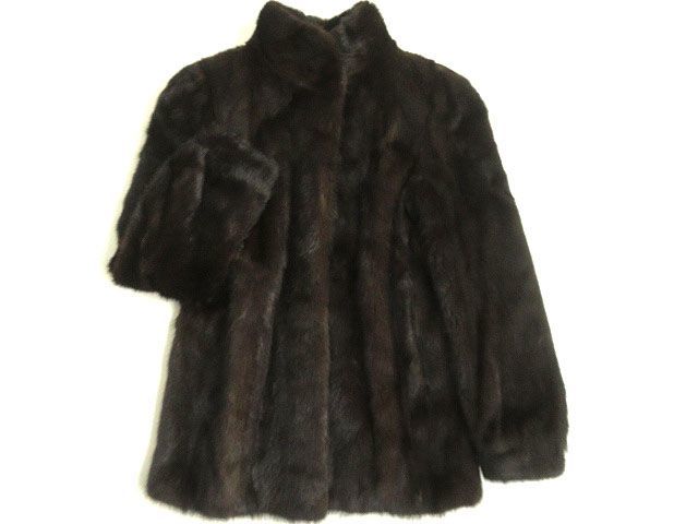 美品▽White Bear MINK ホワイトベアー ミンク 本毛皮コート ダーク 