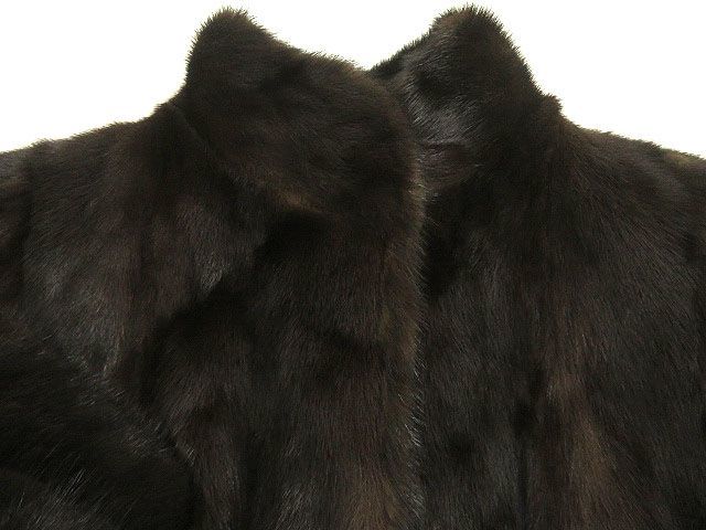 美品▽White Bear MINK ホワイトベアー ミンク 本毛皮コート ダーク 