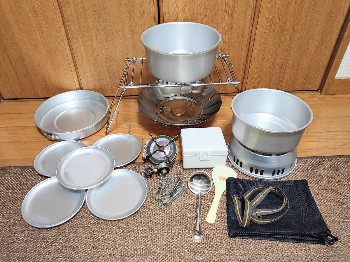 クッカーセット | 16点セット シングルバーナー用 クッカー 3-4人分 アウトドア キャンプ 2-4人用 アルミ ソロ アルミ製 .限定[シンプル プラン(Simple Plan)] yakia
