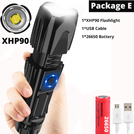 懐中電灯 : 強力 led 軍用 最強 XHP70 爆光 0 xhp70.2 LCD残量表示 充電式 電池式 超高輝度 LED ハンディライト