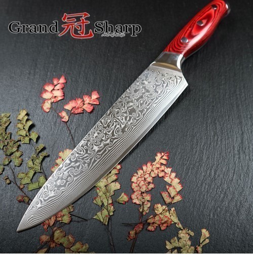 超激得 Yahoo認定店 67層ダマスカス鋼包丁 牛刀 V金10号 VG-10 刃渡り20cm プロ仕様 領収書発行可(牛刀)｜売買されたオークション情報、yahooの商品情報をアーカイブ公開 - オークファン 包丁