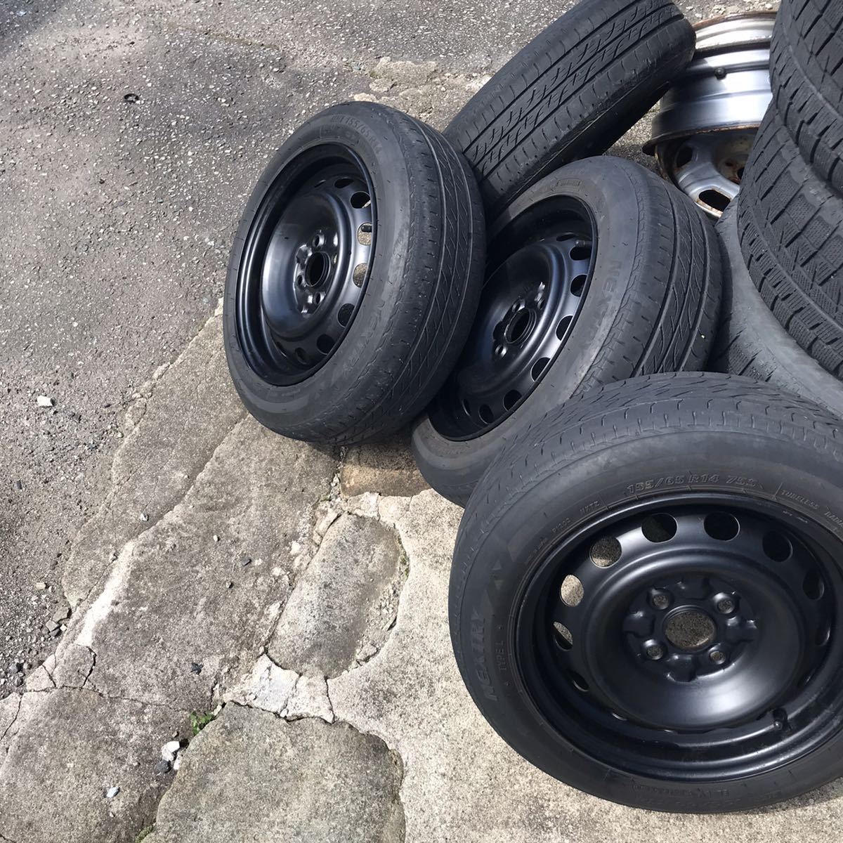 デミオ純正鉄ホイール　6J 155/65R14 タイヤセット　ツライチ　エブリィ　
