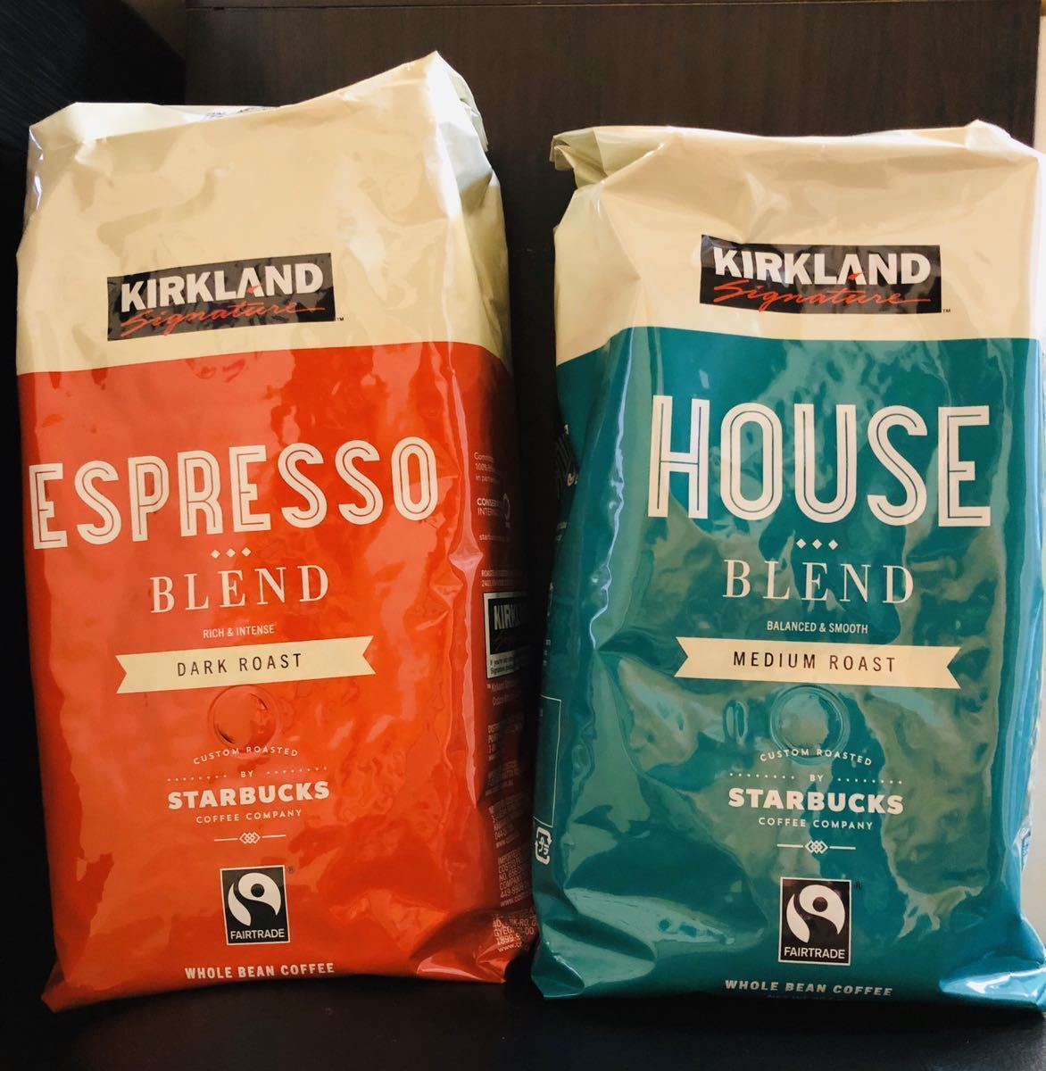Kirkland カークランドコーヒー (豆) エスプレッソブレンド/ハウスブレンド 907g x2パック飲み比べセット スターバックス Starbucks カークランド コーヒー豆 コストコ 赤 ダーク ≪1.13kg×2袋セット≫KIRKLANDカークランド