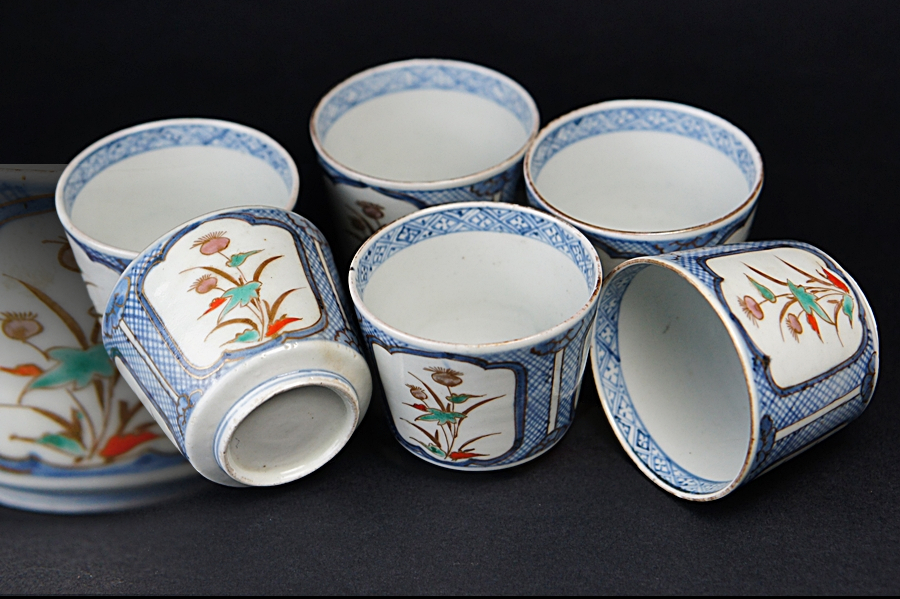 334　古伊万里染付輪太線猪口　無疵美品　江戸中期 ☆美品☆無傷完品 古伊万里 染付 猪口 輪線 江戸時代 骨董品 そば猪口