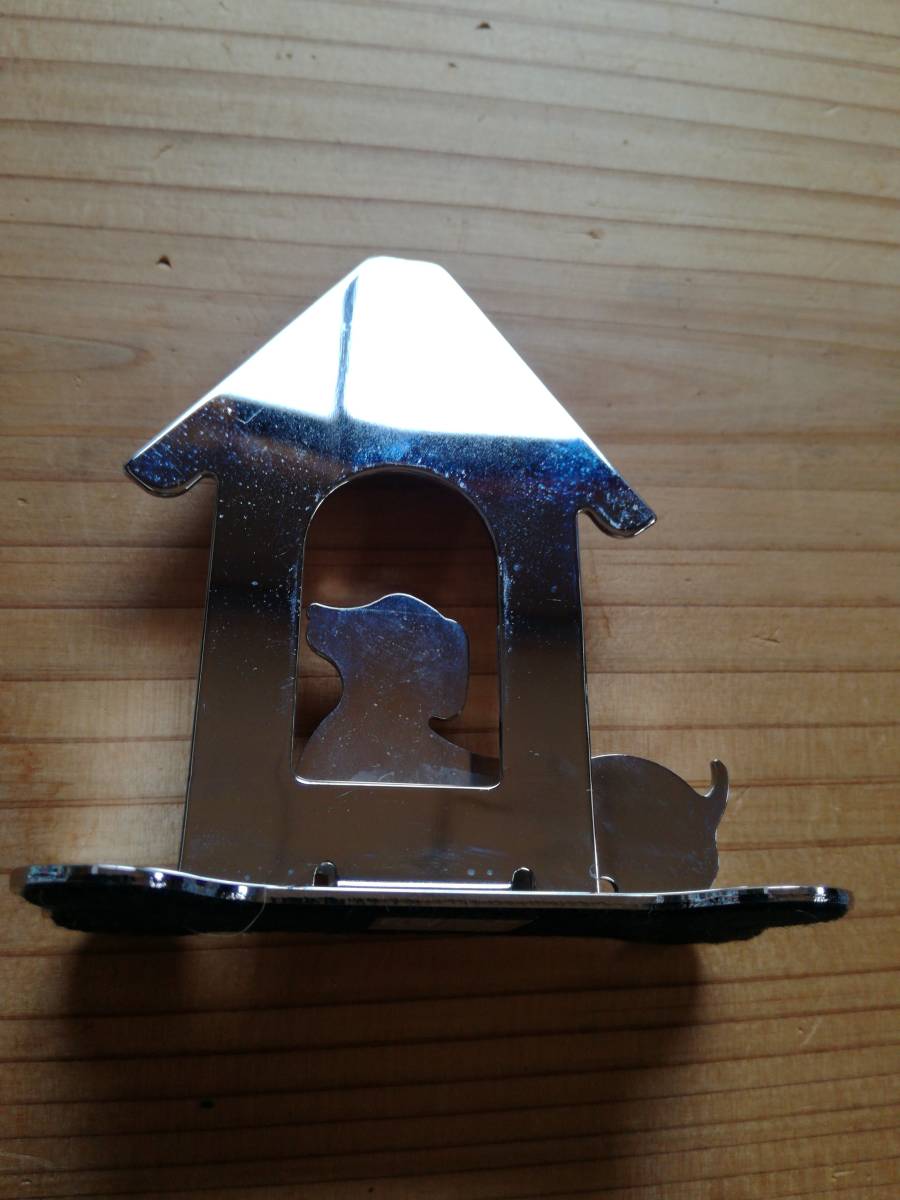 Lazy suzan シルバーカラー　ダックスフントと家と骨のカードスタンド_2