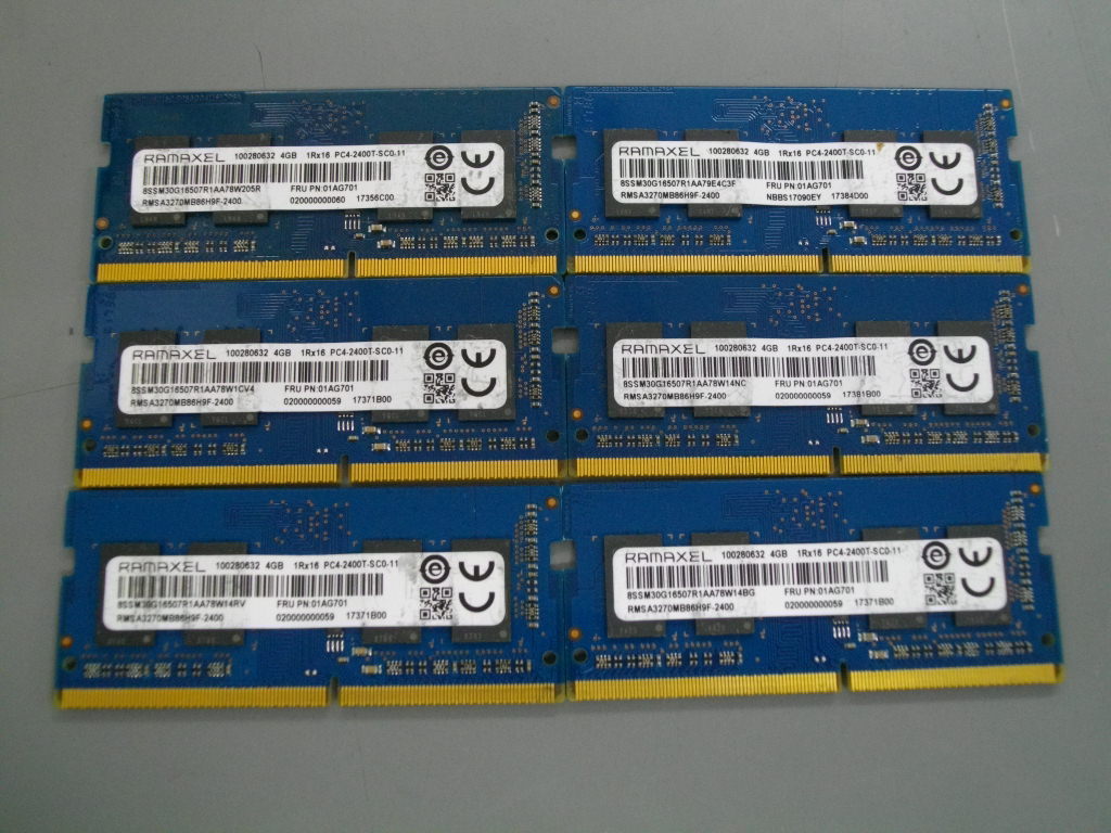 RAMAXEL NOTE用 4GB PC4-2400T(DDR4-19200) MM 6枚SET 動作OK 93277
