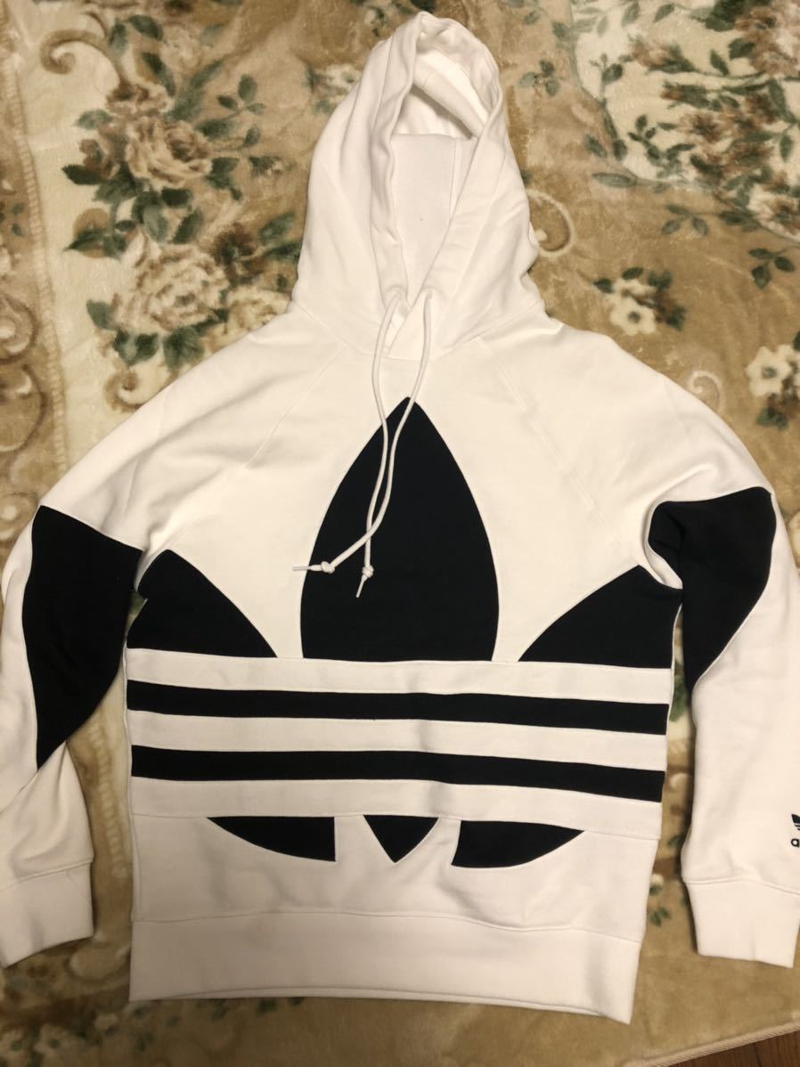 新作登場，2026 Sサイズ アディダス ADIDAS 白 黒 パーカー ビッグ ロゴ トレフォイル フード スウェット ビッグシルエット ホワイト ブラック メンズ(パーカ)｜売買されたオークション情報、yahooの商品情報を 男性用