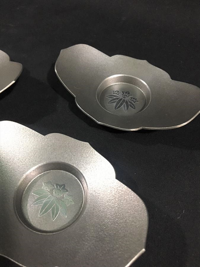 y*i様 煎茶道具 現代の名工 錫工芸師 二代松下喜山造 錫 蕉葉式托子 茶托 埼玉画廊 Gallery Saitama 「:松下」錫製 Yahoo!オークション - 現代の