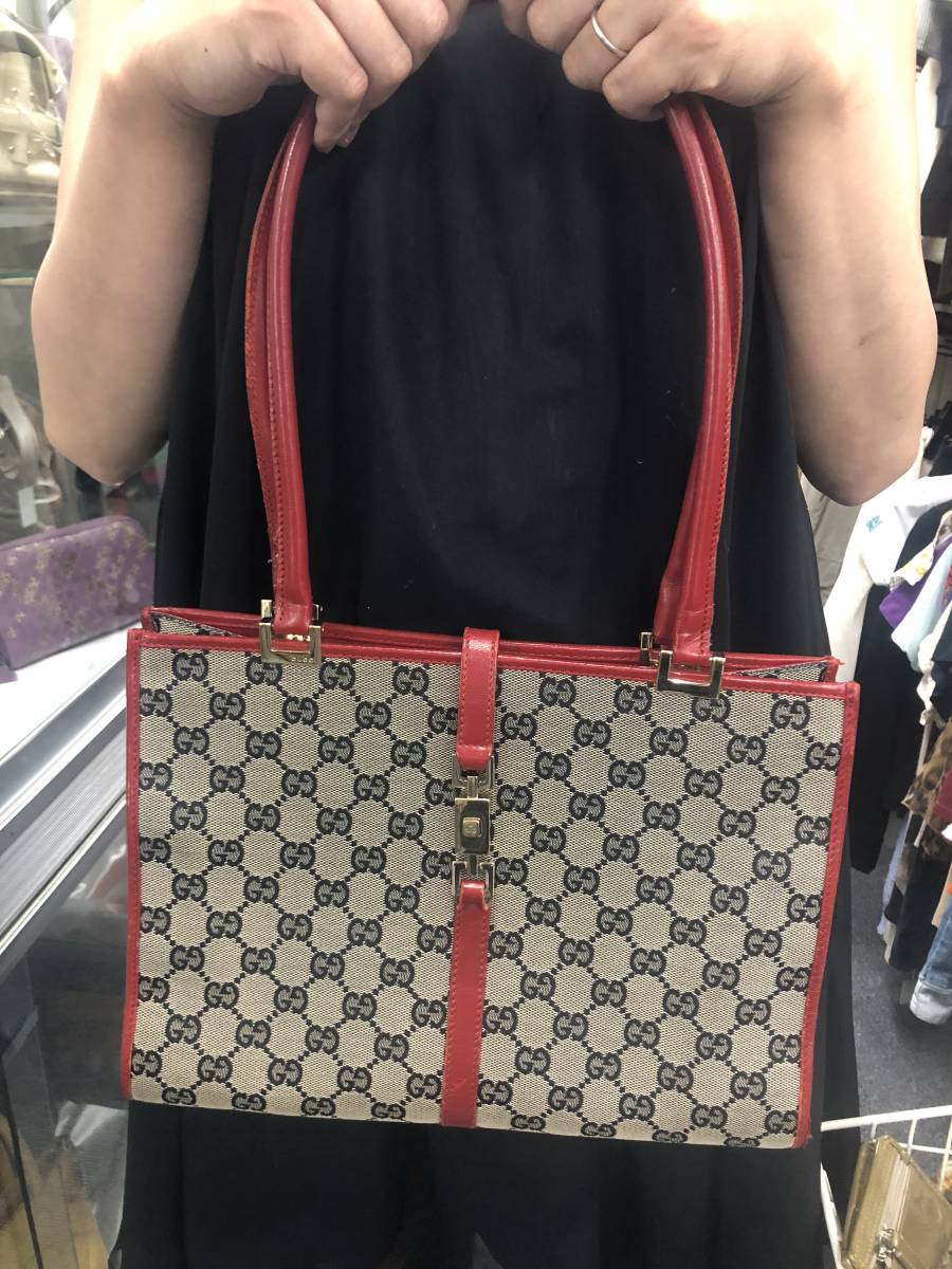  華やか ＧＵＣＣＩ グッチ トートバッグ ジャッキーライン ＧＧ柄 ジャガード レッド 赤 肩掛けショルダー(その他)｜売買されたオークション情報、yahooの商品情報をアーカイブ公開 - オーク かばん、バッグ