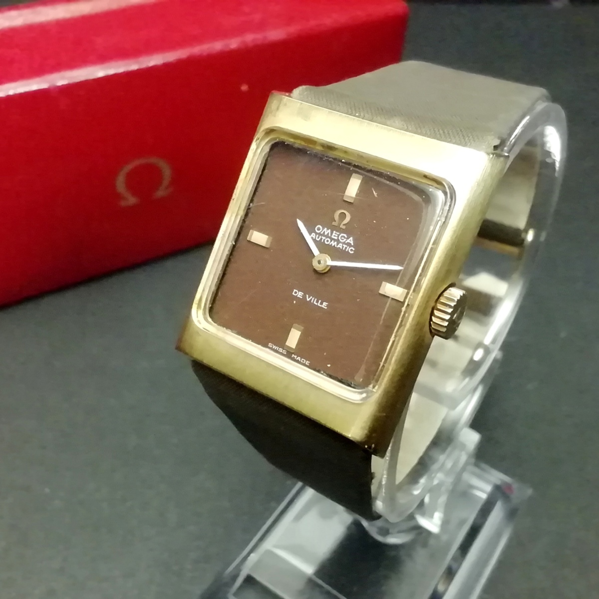 OMEGA DE VILLE Automatic オメガ デビル オートマチック 自動巻き 純正ベルト 純正尾錠 スイス製 ブラウンカラー 動作品 レディース腕時計